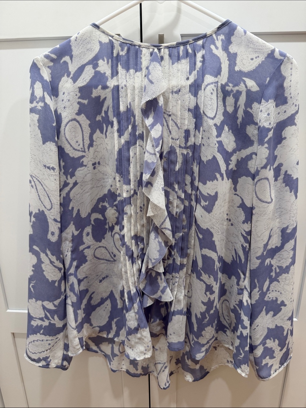 Banana Republic Lavender and White Floral Ruffle Blouse